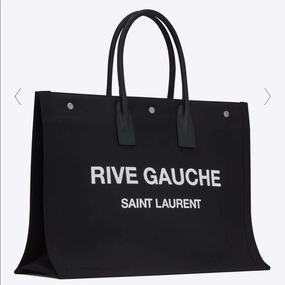 RIVE GAUCHE TOTE BAG IN LINEN AND LEATHER